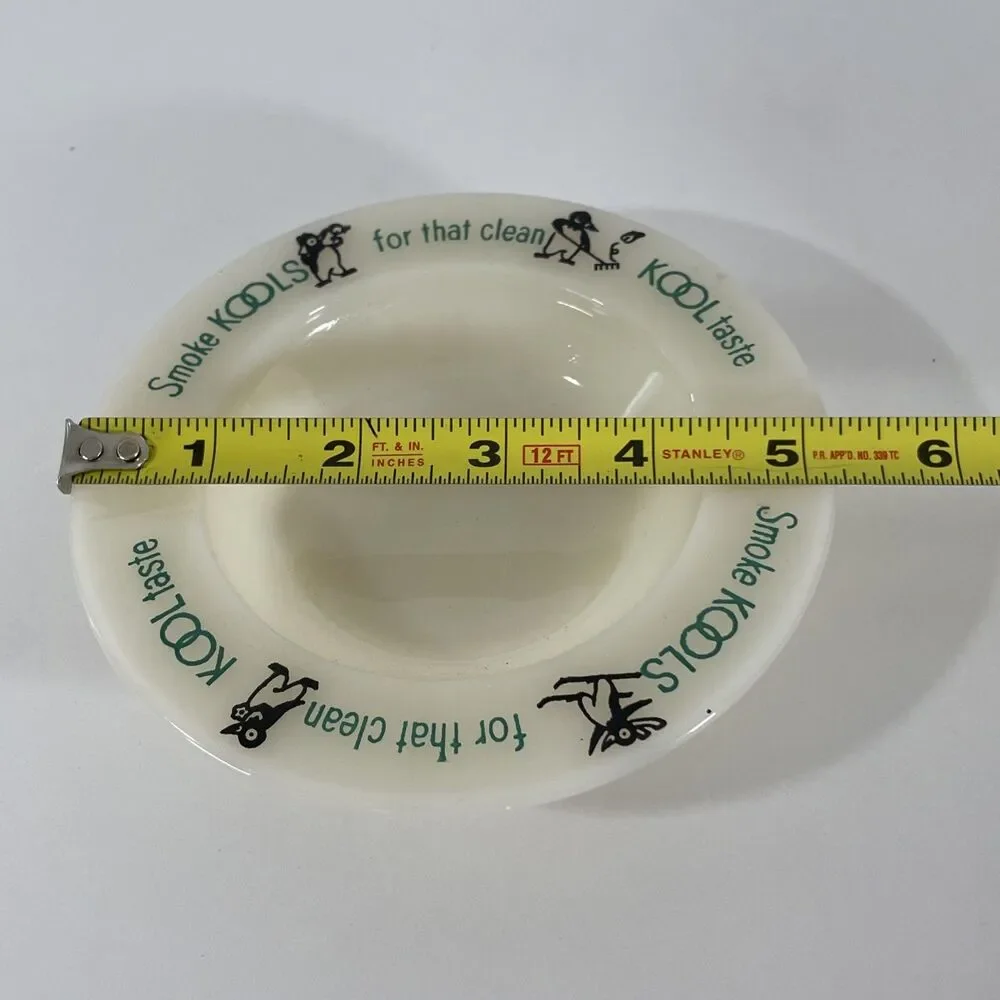 Vintage Kools Cigarette Milk Glass Ashtray Kool Penguin